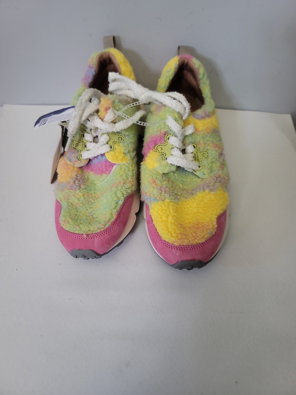 Flower Mountain Pastel Sherpa Lace-Up Sneakers